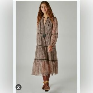 ISO Lucky Brand Bohemian Tiered Maxi Dress in Black Multi